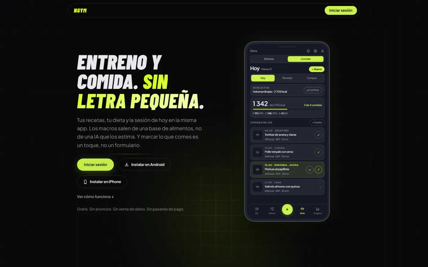 Portada de ngym en la pantalla de un portátil